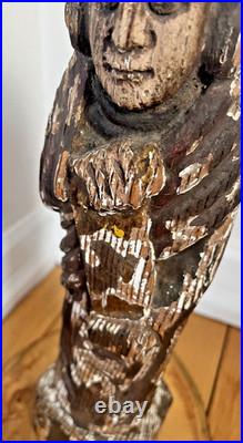 Antique Spanish Santos Hand Carved Wood Religious Church Folk Art Statue Apostle