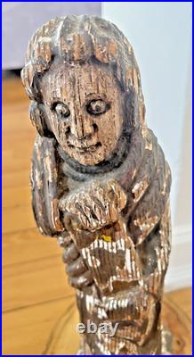 Antique Spanish Santos Hand Carved Wood Religious Church Folk Art Statue Apostle