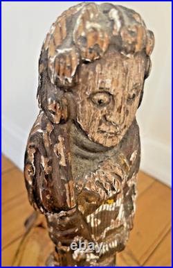 Antique Spanish Santos Hand Carved Wood Religious Church Folk Art Statue Apostle