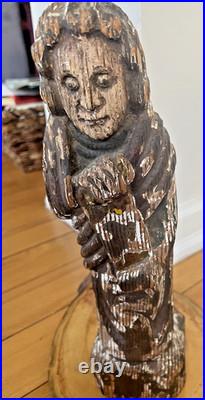 Antique Spanish Santos Hand Carved Wood Religious Church Folk Art Statue Apostle