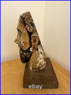 Antique Spanish Wood Carved Christ Statue Religious Figure. 9.5