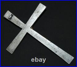 Antique Spnish Religious Cross Crucifix Icon Enamel on Bronze