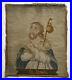 Antique-St-James-Religious-Needlepoint-Picture-Textile-Folk-Art-Needlework-01-du