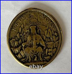 Antique St Saint Benedict of Nursia Religious Medal Virgin Mary. Montserrat Antique St Saint Benedict of Nursia Religious Medal Virgin Mary. Montserrat