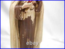Antique St. THERESE OF LISIEUX CHALKWARE RELIGIOUS STATUE THE LITTLE FLOWER 12