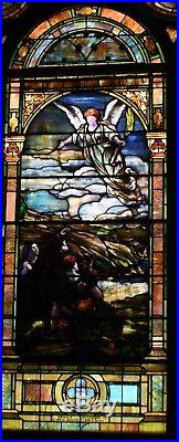 Antique Stained Glass Religious Window Birth of Jesus 13.6 ft tall