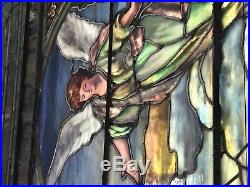 Antique Stained Glass Religious Window Birth of Jesus 13.6 ft tall