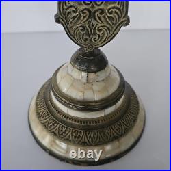 Antique Standing Crucifix Mother of Pearl Inlay Religious Altar Cross Catholic