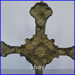 Antique Standing Crucifix Mother of Pearl Inlay Religious Altar Cross Catholic