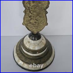 Antique Standing Crucifix Mother of Pearl Inlay Religious Altar Cross Catholic