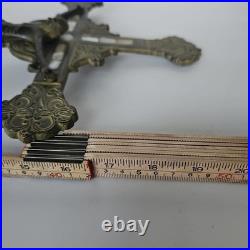 Antique Standing Crucifix Mother of Pearl Inlay Religious Altar Cross Catholic