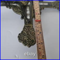 Antique Standing Crucifix Mother of Pearl Inlay Religious Altar Cross Catholic