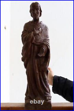 Antique Statue Heart Sacred Jesus Christ Figure Figurine French Religious Large
