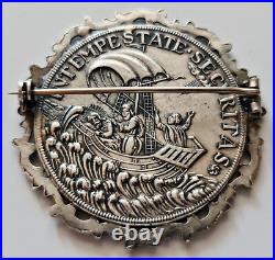 Antique Sterling Silver Christian Religious Saint George St. Benedict Brooch Pin Antique Sterling Silver Christian Religious Saint George St. Benedict Brooch Pin