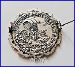Antique Sterling Silver Christian Religious Saint George St. Benedict Brooch Pin Antique Sterling Silver Christian Religious Saint George St. Benedict Brooch Pin