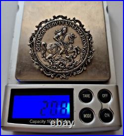 Antique Sterling Silver Christian Religious Saint George St. Benedict Brooch Pin Antique Sterling Silver Christian Religious Saint George St. Benedict Brooch Pin
