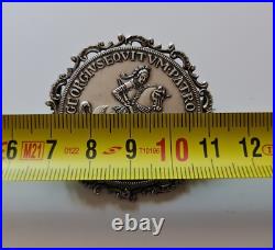 Antique Sterling Silver Christian Religious Saint George St. Benedict Brooch Pin Antique Sterling Silver Christian Religious Saint George St. Benedict Brooch Pin