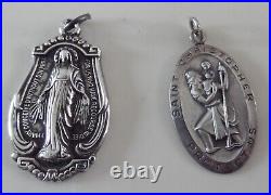 Antique Sterling Silver Medal Catholic Religious Holy HAYWARD / ELCO STERLING X2