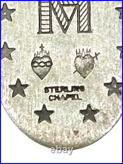 Antique Sterling Silver Miraculous Medal Catholic Religious Holy Pendant 925 Antique Sterling Silver Miraculous Medal Catholic Religious Holy Pendant 925
