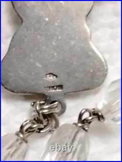 Antique Sterling Silver Rosary 1930's Crystal Glass Beads Italy Religious