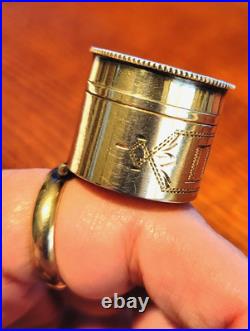 Antique Sterling Silver Swift & Fisher Priest Anointing Ring 26.1 grams Size 11