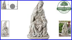 Antique Stone Finish St. Anne with Young Mary Statue Perfect for Garden Decor