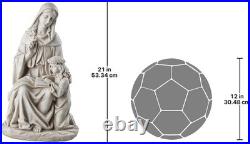 Antique Stone Finish St. Anne with Young Mary Statue Perfect for Garden Decor