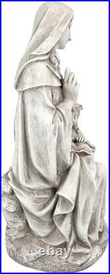 Antique Stone Finish St. Anne with Young Mary Statue Perfect for Garden Decor