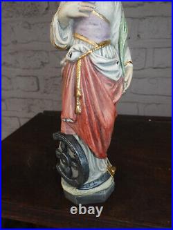 Antique Stoneware Saint Catherine wheel statue sculpture religious rare