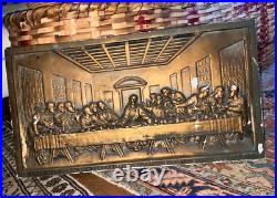 Antique THE LAST SUPPER Plaster Relief Religious from a Church 26 by 14 Antique THE LAST SUPPER Plaster Relief Religious from a Church 26 by 14