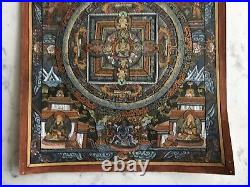 Antique Tibetan Mandala Thangka Buddhist Wheel Painting Of Life Nepal Religious