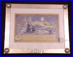 Antique Tiffany & Co Sterling Illuminated Manuscript Xmas Bible Oil Painting