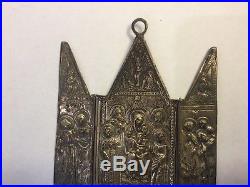 Antique Unusual Rare Religious Triptych Icon Holy Water Font Wall Hanging