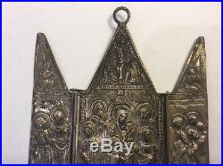 Antique Unusual Rare Religious Triptych Icon Holy Water Font Wall Hanging