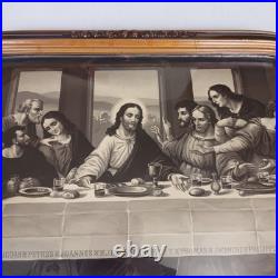Antique VTG Gesso Ornate Religious Jesus Last Supper Convex Bubble Glass Print Antique VTG Gesso Ornate Religious Jesus Last Supper Convex Bubble Glass Print