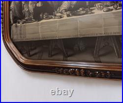 Antique VTG Gesso Ornate Religious Jesus Last Supper Convex Bubble Glass Print Antique VTG Gesso Ornate Religious Jesus Last Supper Convex Bubble Glass Print