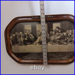 Antique VTG Gesso Ornate Religious Jesus Last Supper Convex Bubble Glass Print Antique VTG Gesso Ornate Religious Jesus Last Supper Convex Bubble Glass Print