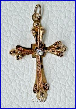 Antique Victorian 14k Yellow Gold Cross Religious Pendant Antique Victorian 14k Yellow Gold Cross Religious Pendant