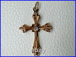 Antique Victorian 14k Yellow Gold Cross Religious Pendant Antique Victorian 14k Yellow Gold Cross Religious Pendant