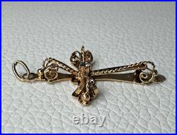 Antique Victorian 14k Yellow Gold Cross Religious Pendant Antique Victorian 14k Yellow Gold Cross Religious Pendant