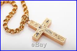 Antique Victorian 1870s 14k Yellow Gold CROSS 24 ROSARY Necklace 22g