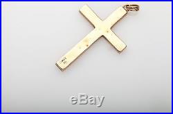 Antique Victorian 1870s Signed Engraved CROSS 10k Yellow Gold Pendant