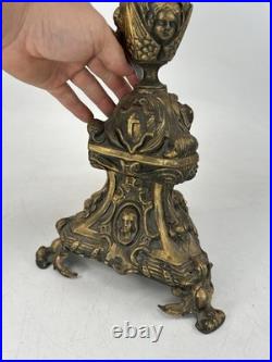 Antique Victorian 19th Century 27 Religious Church Altar Cross Hammered Brass