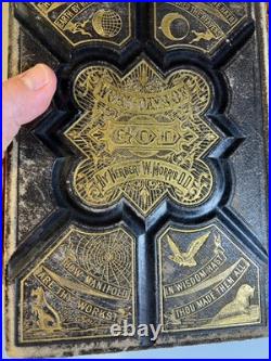Antique Victorian Book Work-Days of God Morris Religious Science Bible Leather