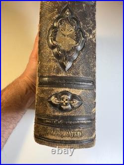 Antique Victorian Book Work-Days of God Morris Religious Science Bible Leather