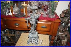 Antique Victorian Bronze Metal Figural Angel Cherub Lamp Base-#1-Religious-Heavy