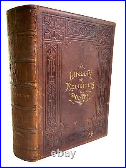 Antique Victorian Embossed Ornate Gilded Gilt Book LIBRARY OF RELIGIOUS POETRY