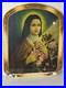 Antique-Victorian-Gesso-Frame-Print-Religious-St-Theresa-of-Lisieux-DAMAGED-22-01-cx