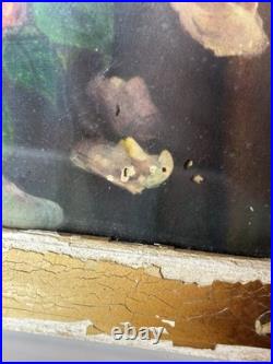 Antique Victorian Gesso Frame Print Religious St Theresa of Lisieux DAMAGED 22