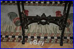 Antique Victorian Gothic Bible Religious Sewing Table Stand-Iron Metal Wood